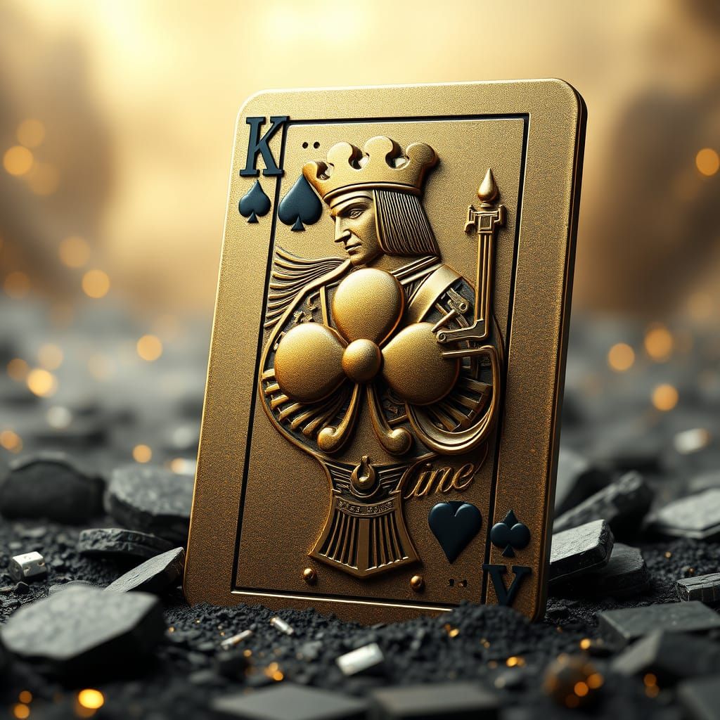 3D Embossed King of Clubs Card with Sci-Fi Mech