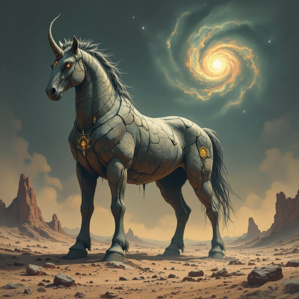 Ancient Stone Centaur Guards Alien Landscape