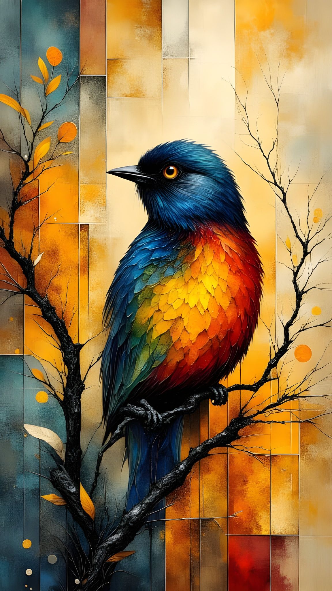 Rainbow Bird Abstract
