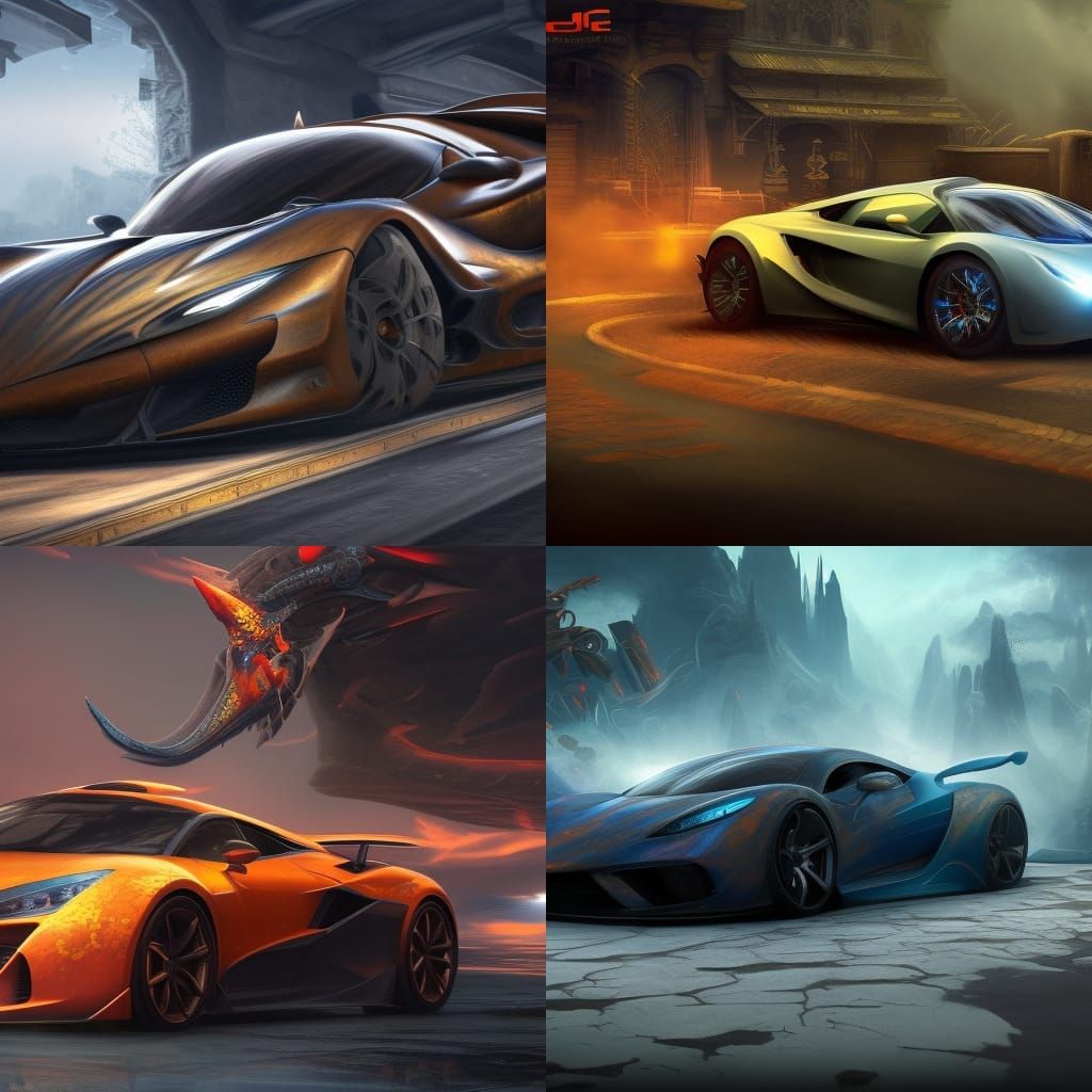 Fantastical Super Car in Detailed Matte Painting