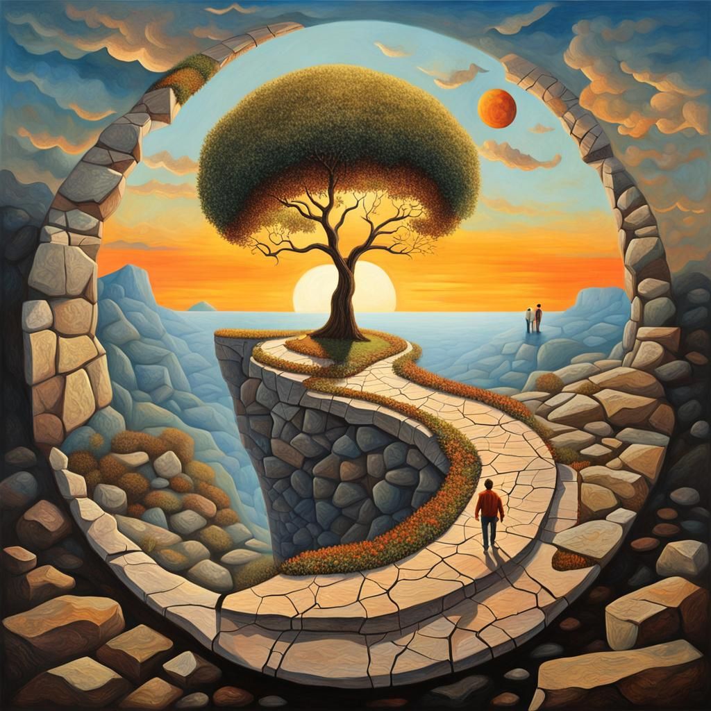 Surreal Path to Horizon in Cracked World