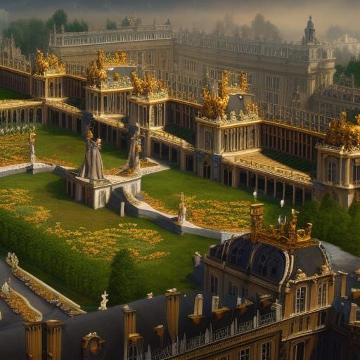 Detailed Matte Painting of Versailles in Deep Color