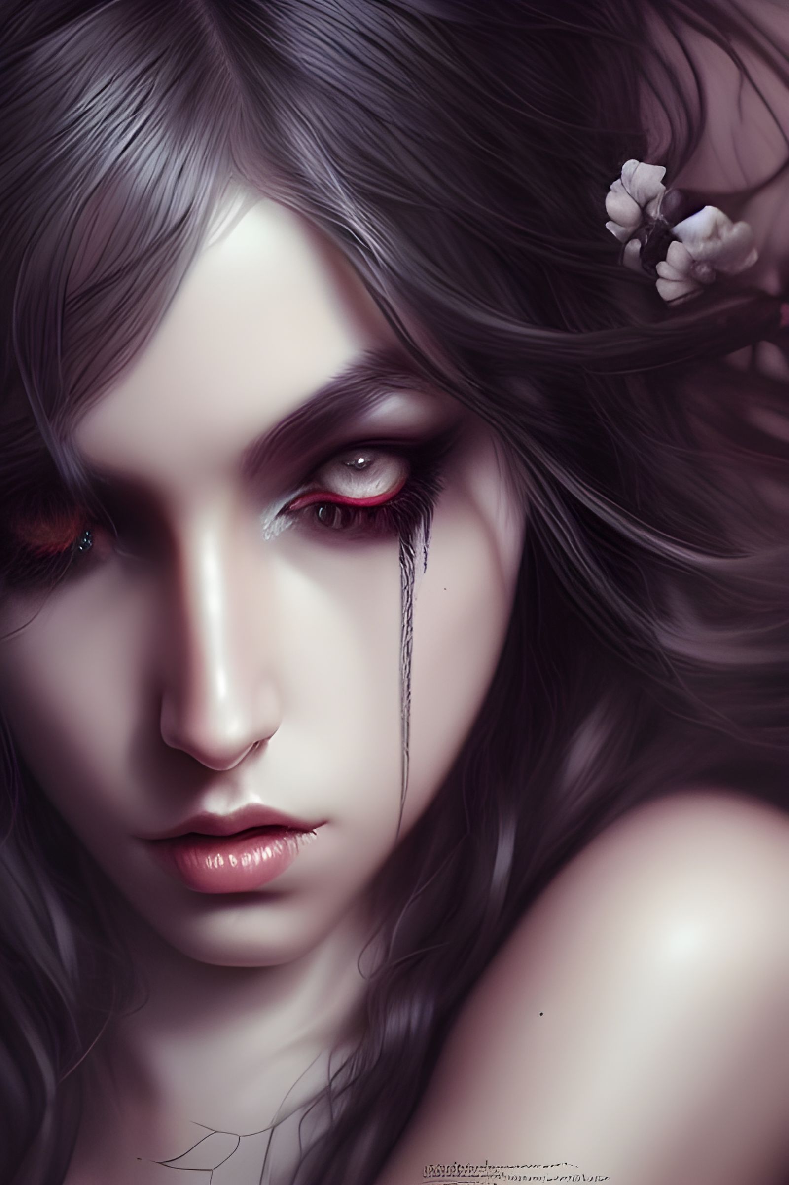 Elegant Goddess with Long Hair in Digital Illustration