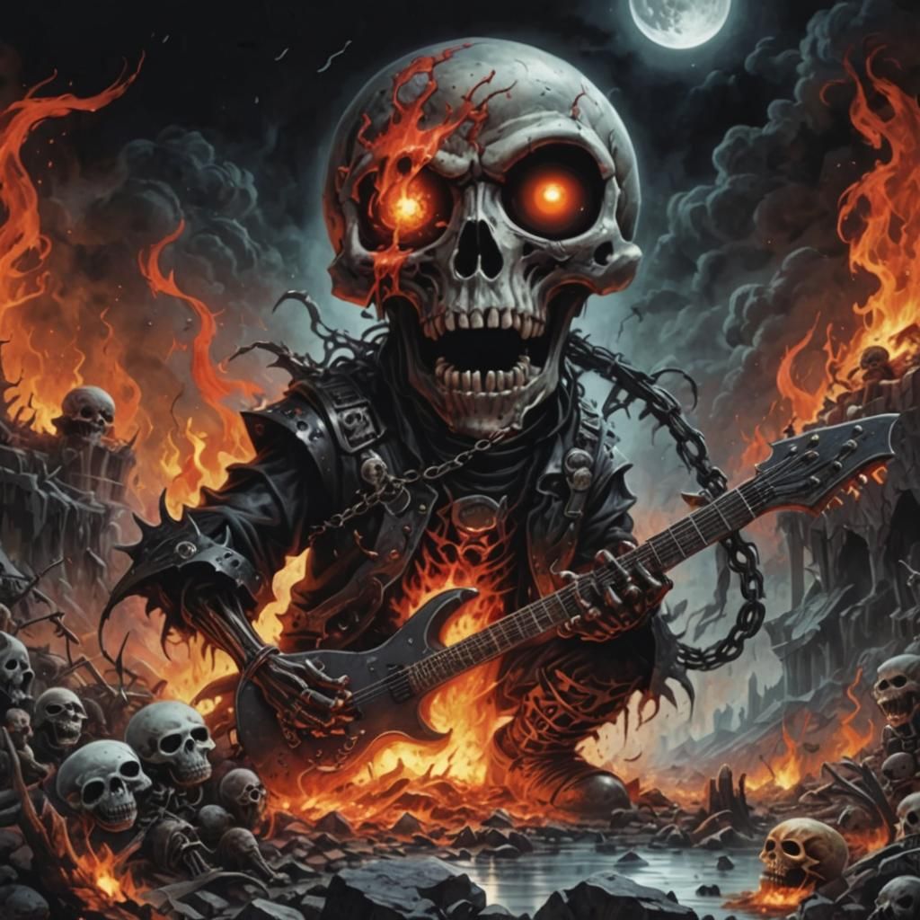 Cute Death Metal Chibi Character Illustration