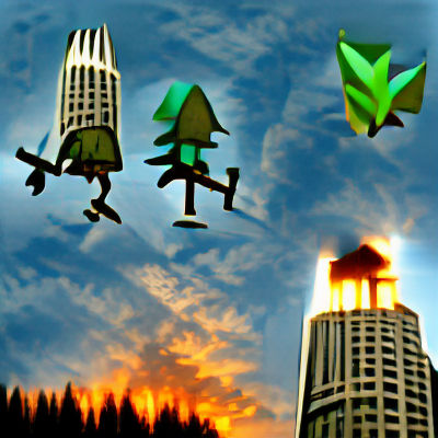 Goblins Burning Buildings: A Scene of Mischief