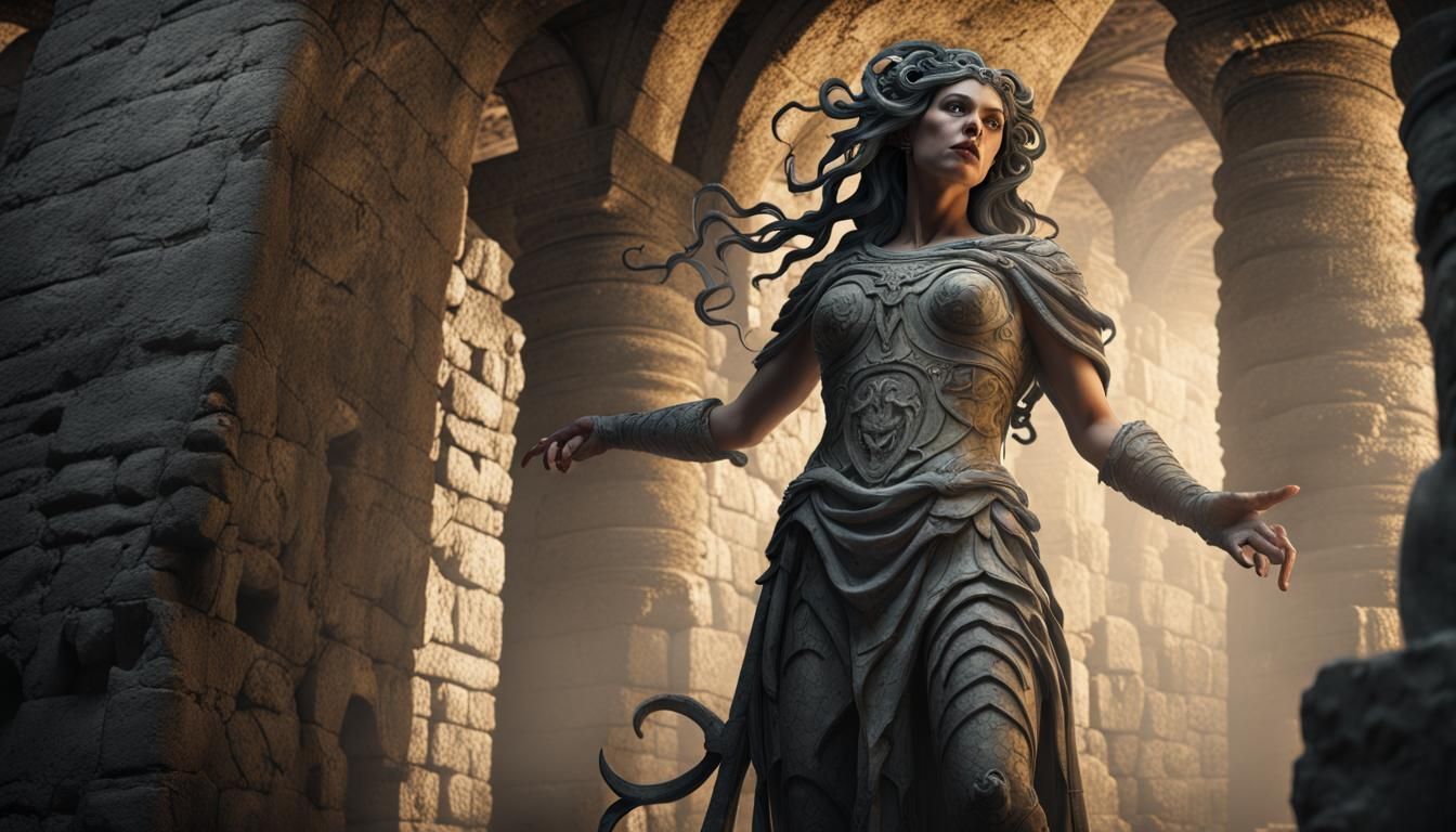 Turned to stone by Medusa