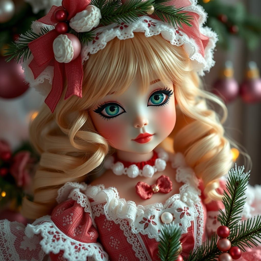 Whimsical Victorian Chibi Doll in Pastel Hues