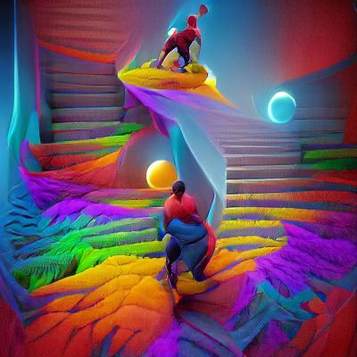 Ascending to Fifth Dimension: Colorful VRay Art