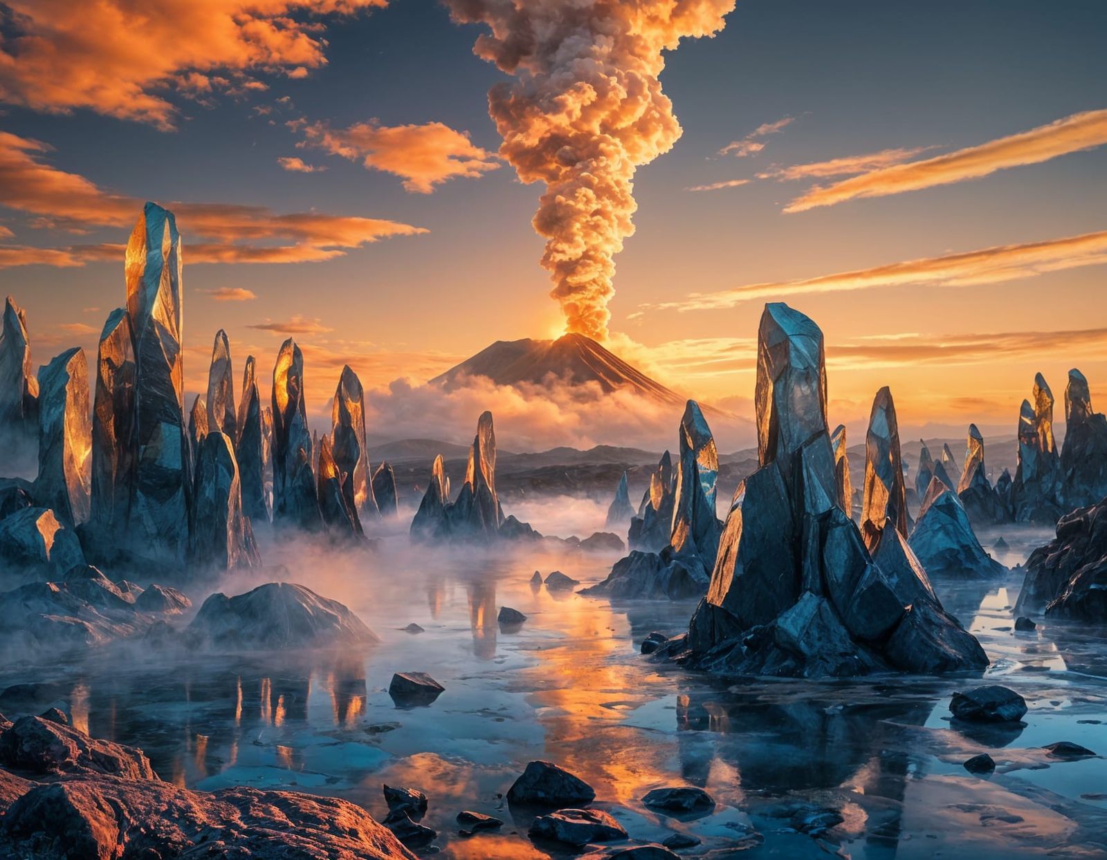 Alien Crystal Landscapes Under Cinematic Lighting