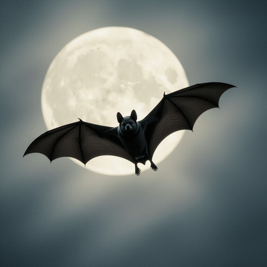 Epic Bat Soars Through Cinematic Night Sky