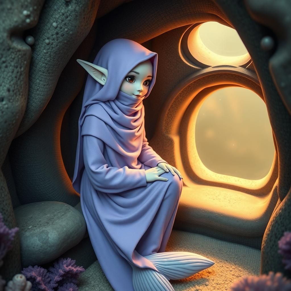 Sea Elf in Lilac Burqa Underwater Home