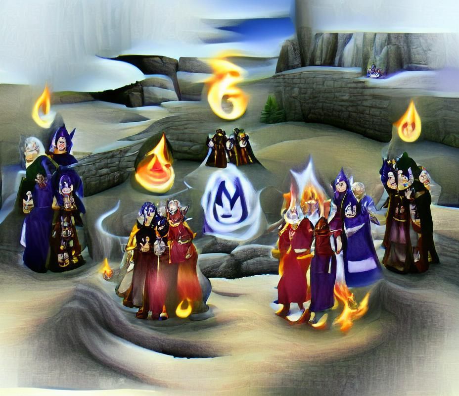 Fiery Reunion: Five Mages United in Magic