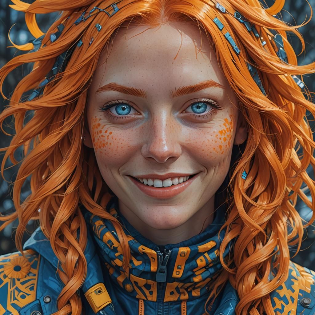 Fantasy Portrait of a Smiling Girl in Digital Painting Style