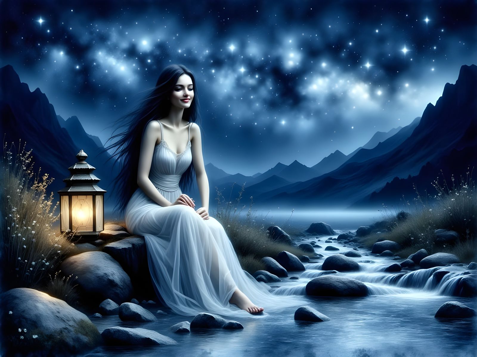 Norse Goddess in Ethereal Fantasy Scene