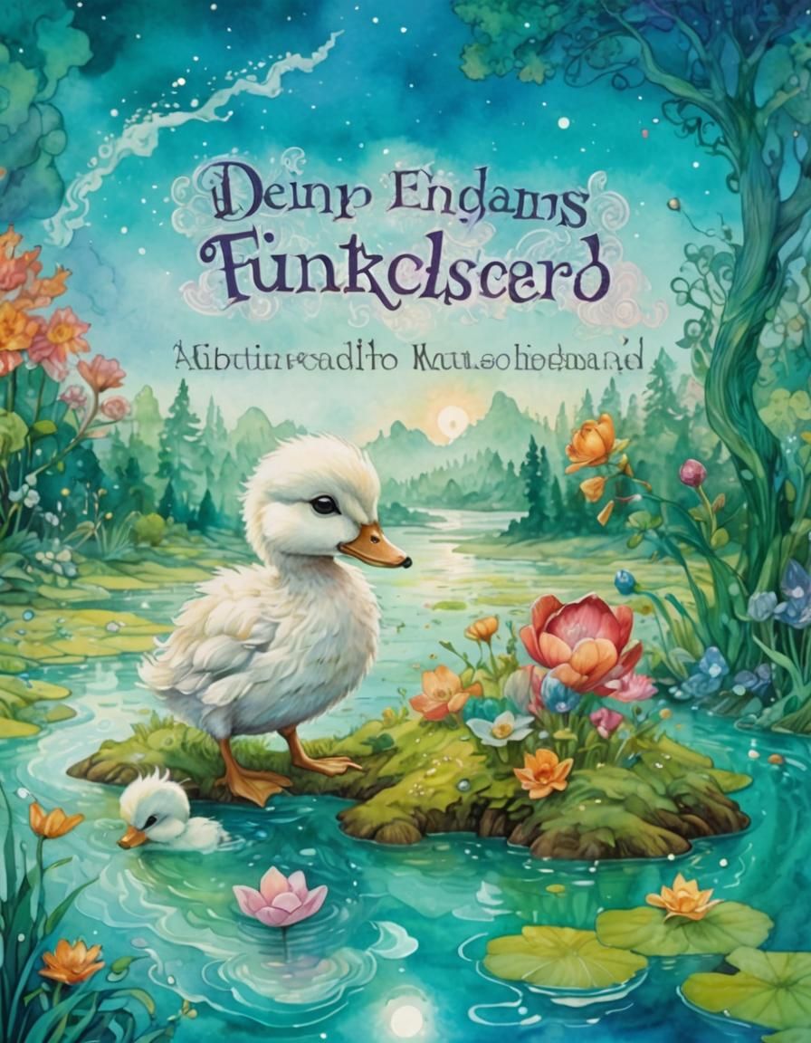 Whimsical Duckling in Watercolor Comic Book Art