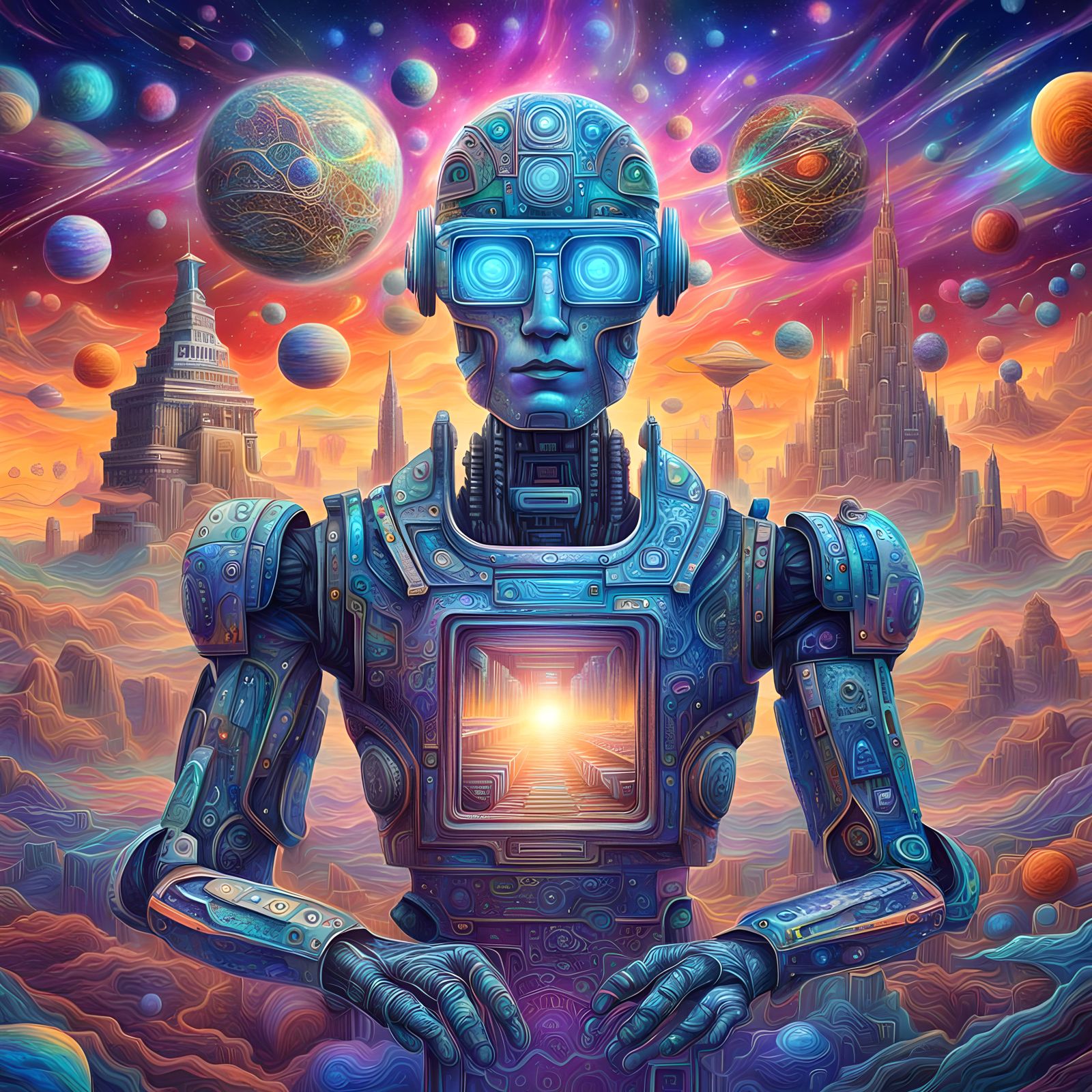 Robot Fortress of Thought Impulses: Cosmic Illustration