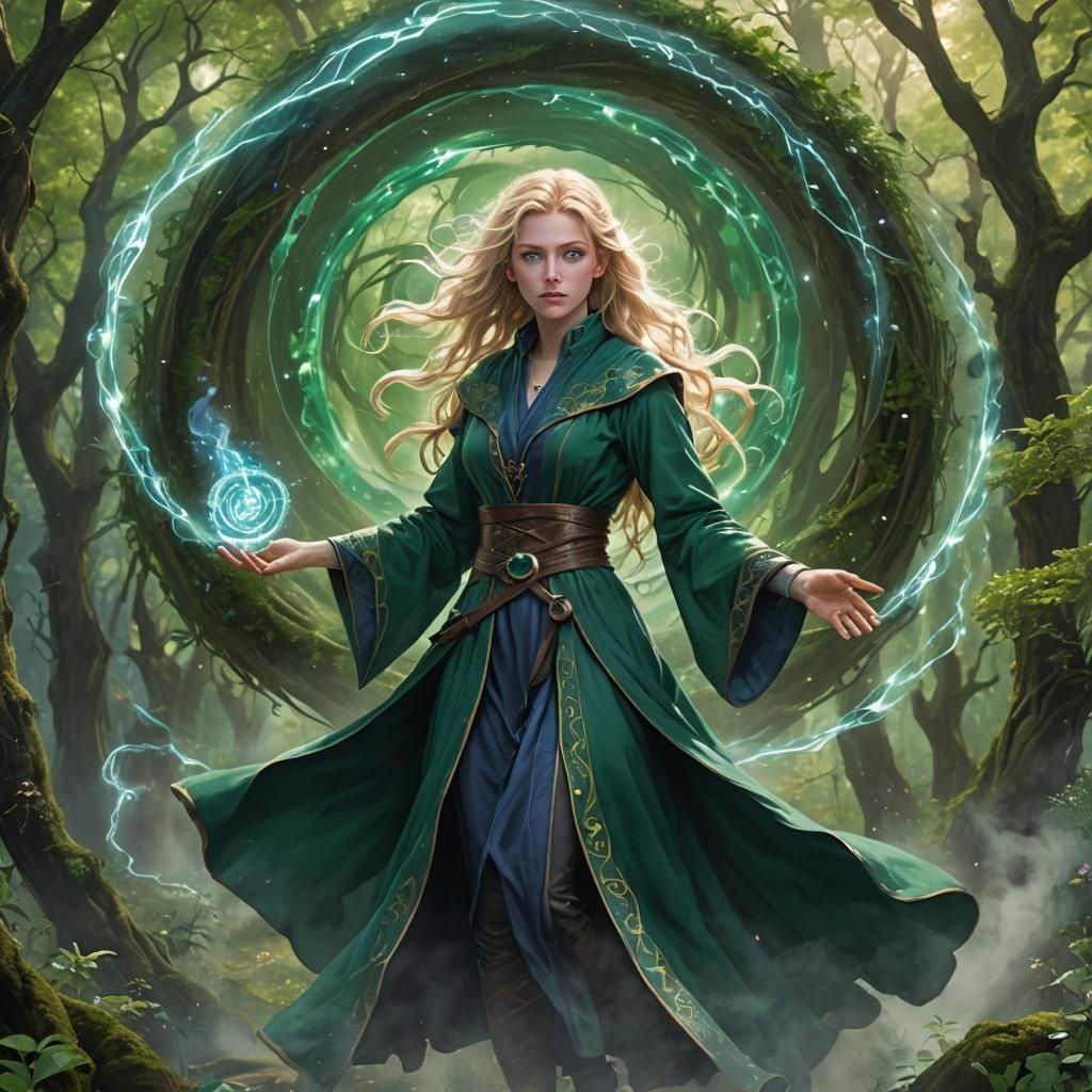 Human female wizard.