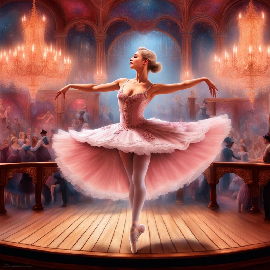 Ballerina Dances in Moulin Rouge, Fantasy Style