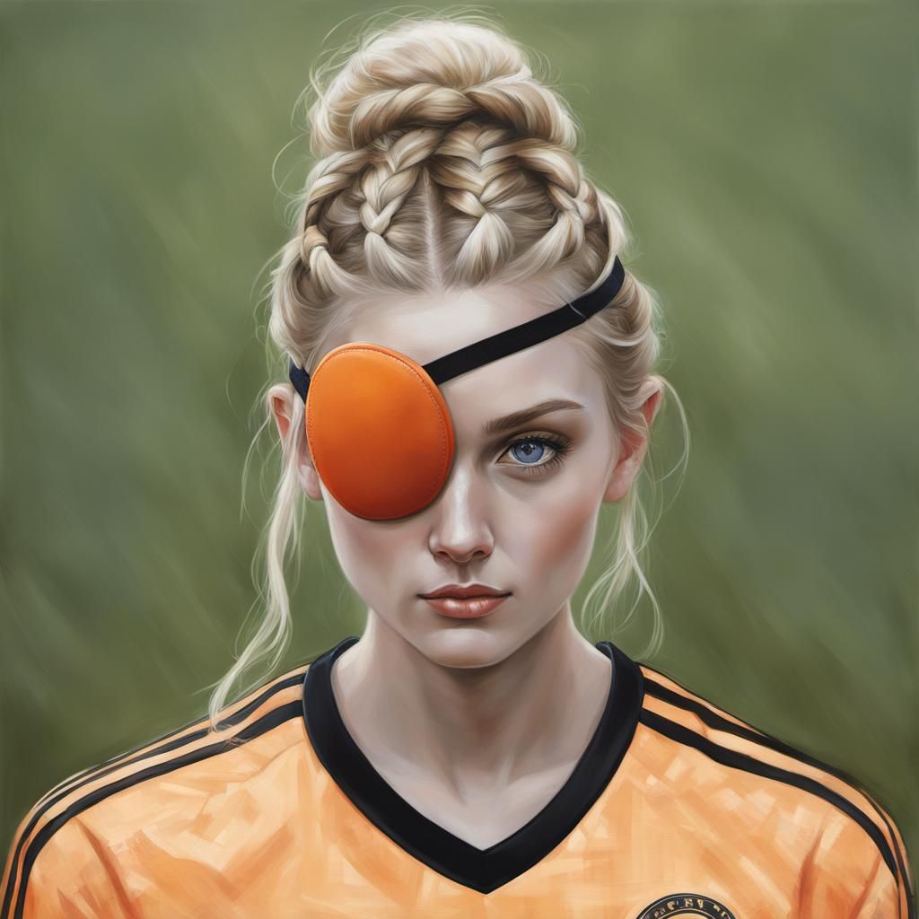 Girl with Eyepatch in Photorealistic Oil Painting
