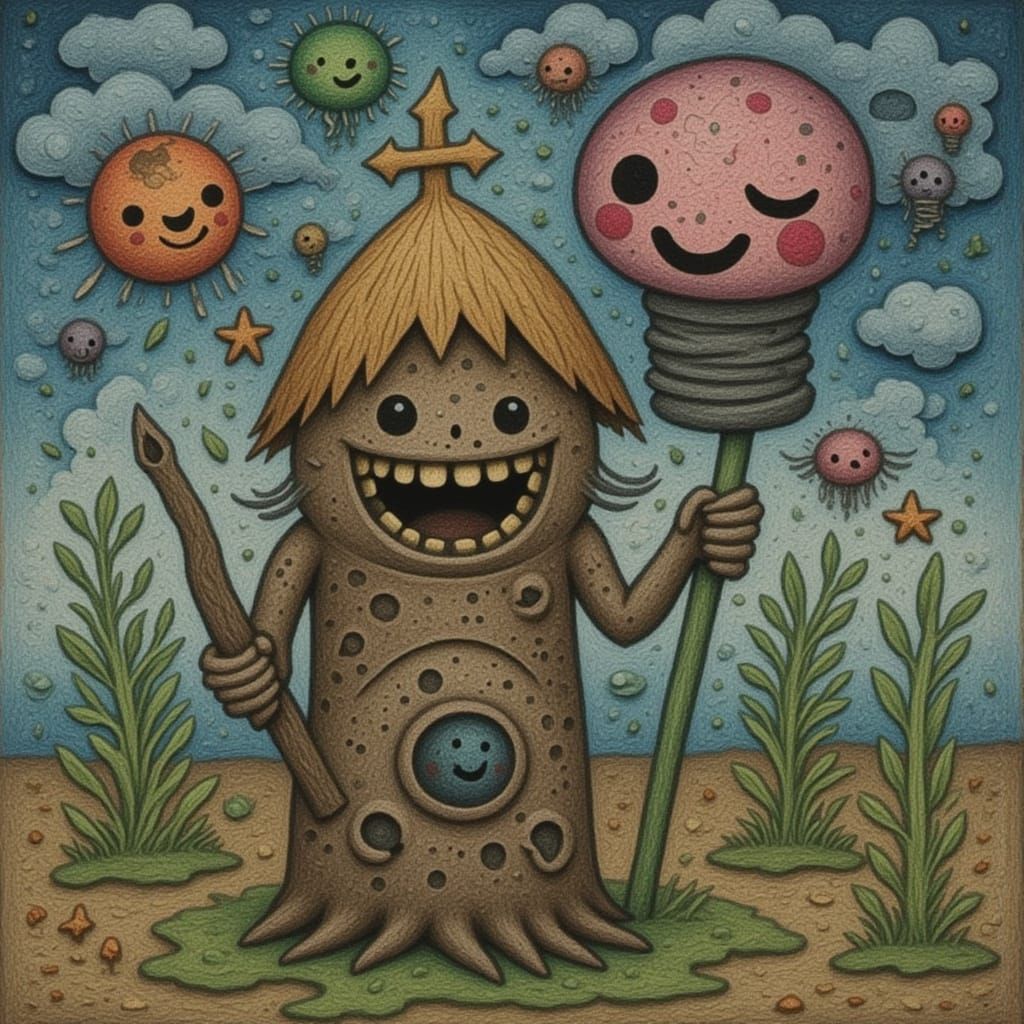 Abstract Figure Emerging from Shadows in Impressionistic Sty...