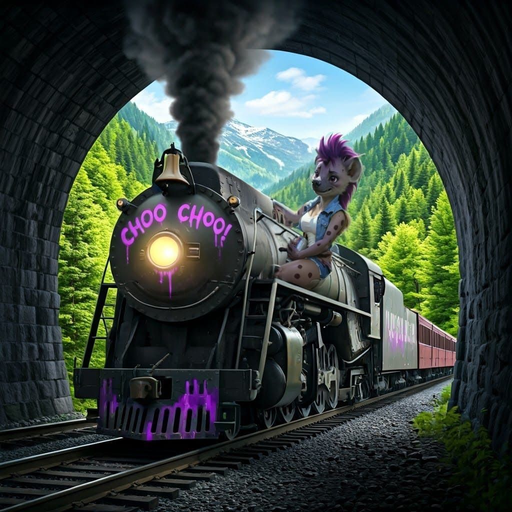 Feminine Furry She-Hyena in Chic Streetwear Style