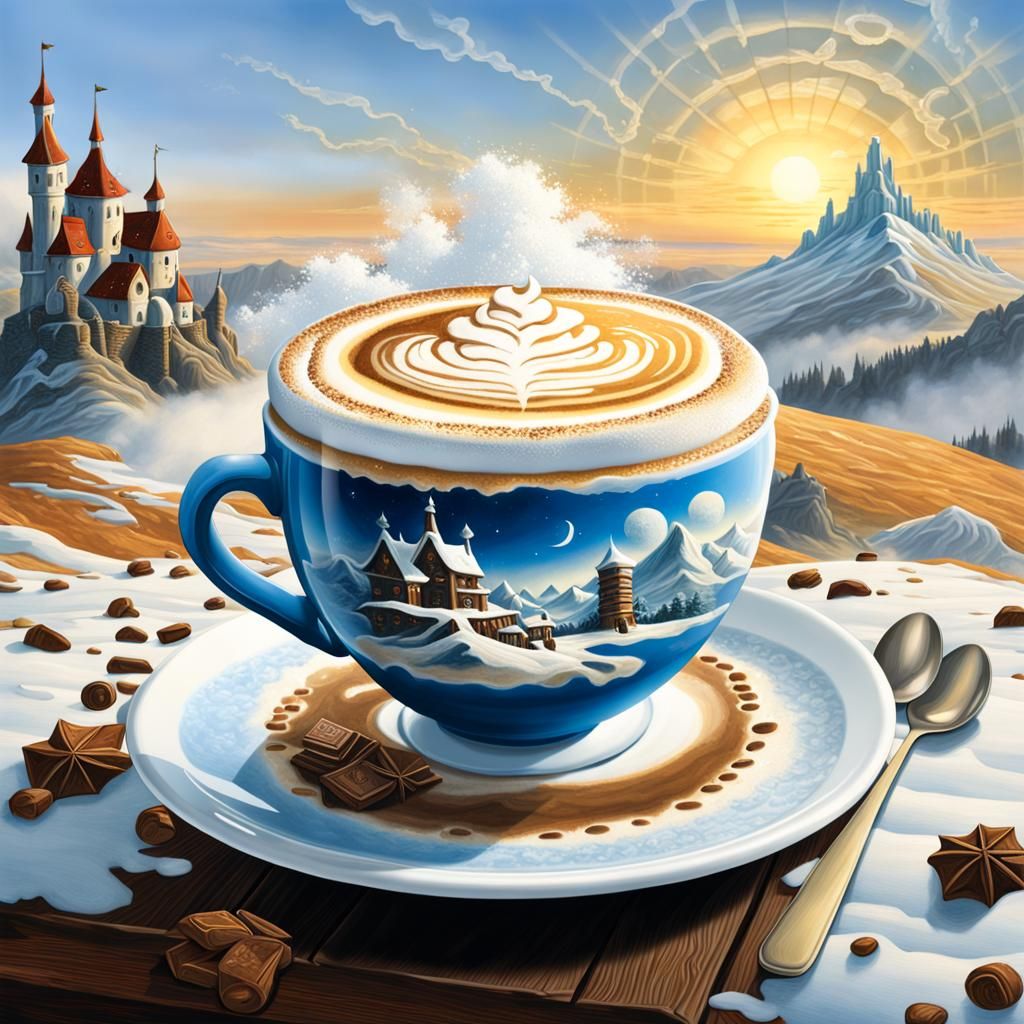 Cappuccino Foam Art: Fantasy Kingdom in Photorealism
