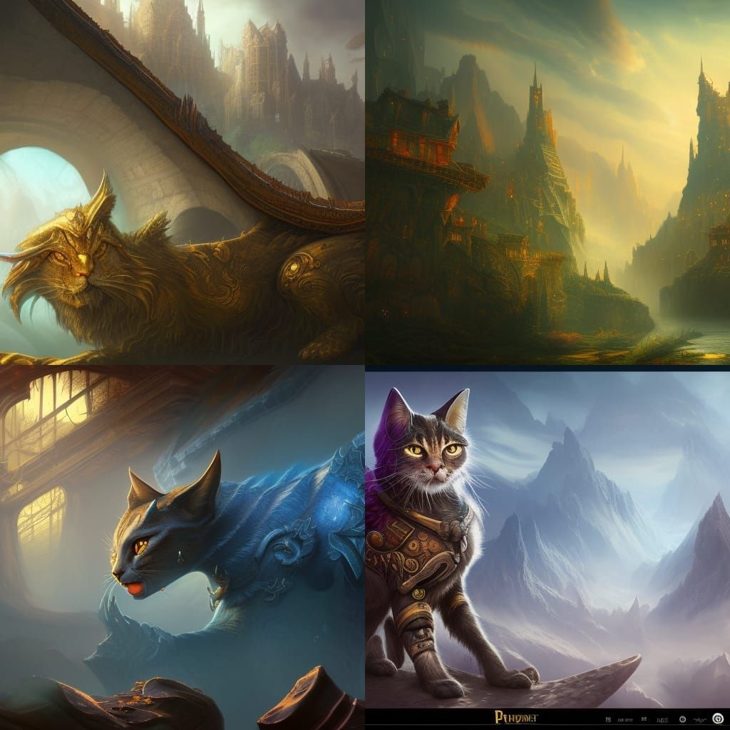 Fantastical Purring Cat Matte Painting