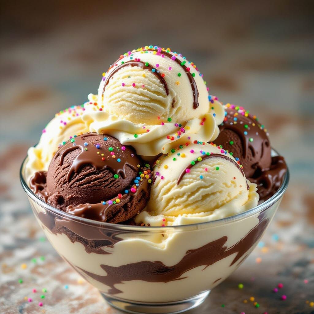 Decadent Ice Cream Dessert with Rainbow Sparkles