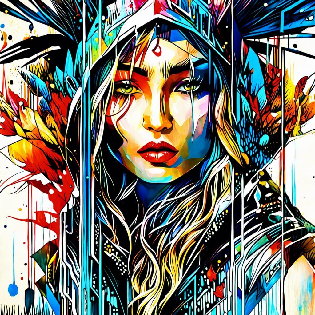 Singer with Glowing Eyes in Watercolor Cartoon Style