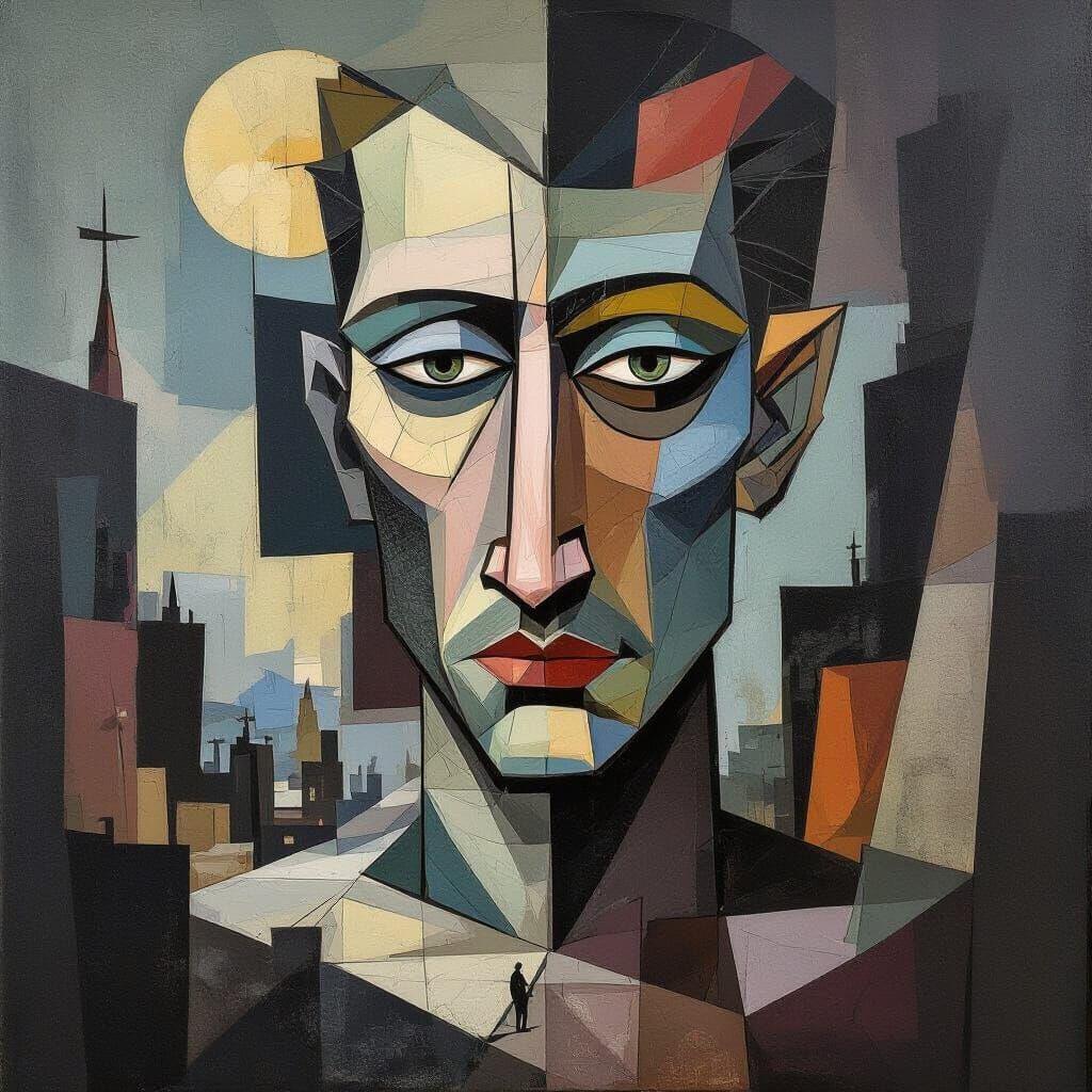 Dystopian Architecture in Abstract Cubist Style