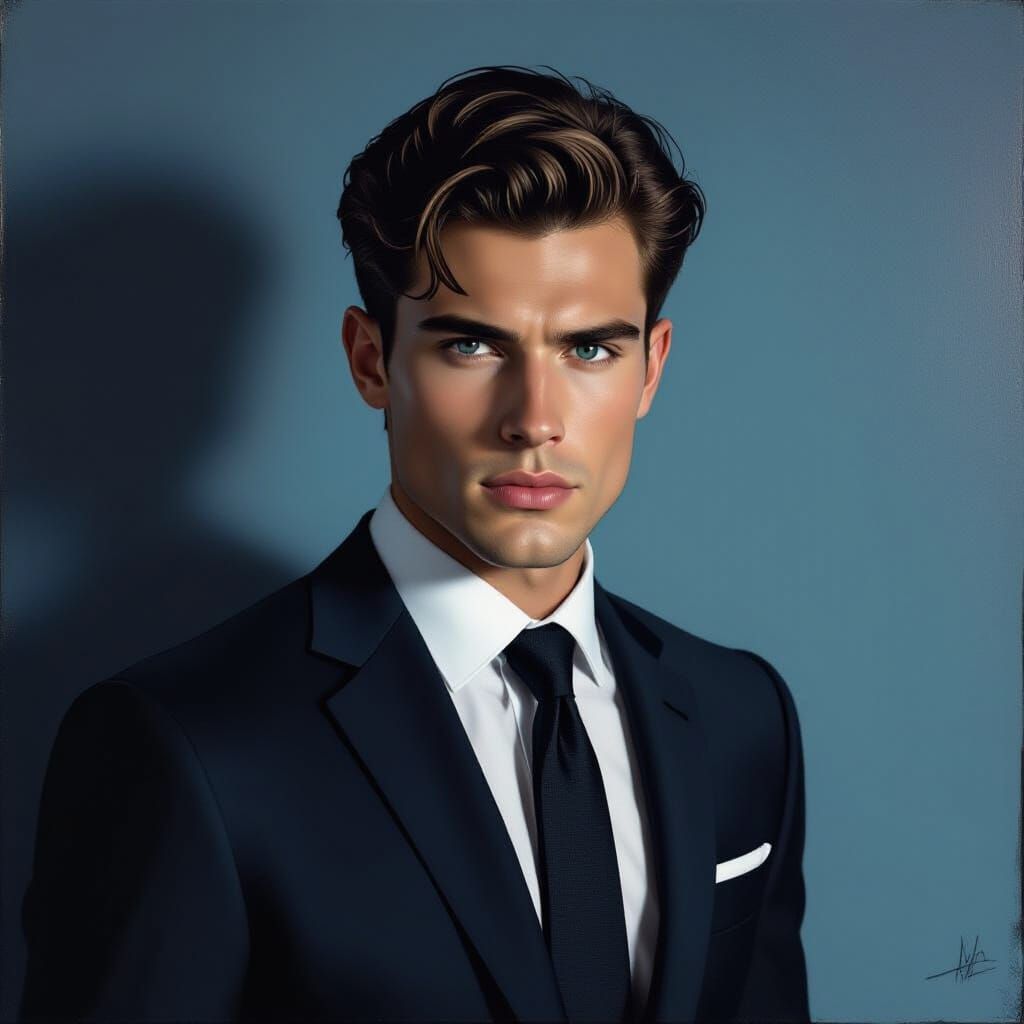 Determined Man in Dramatic Chiaroscuro Lighting