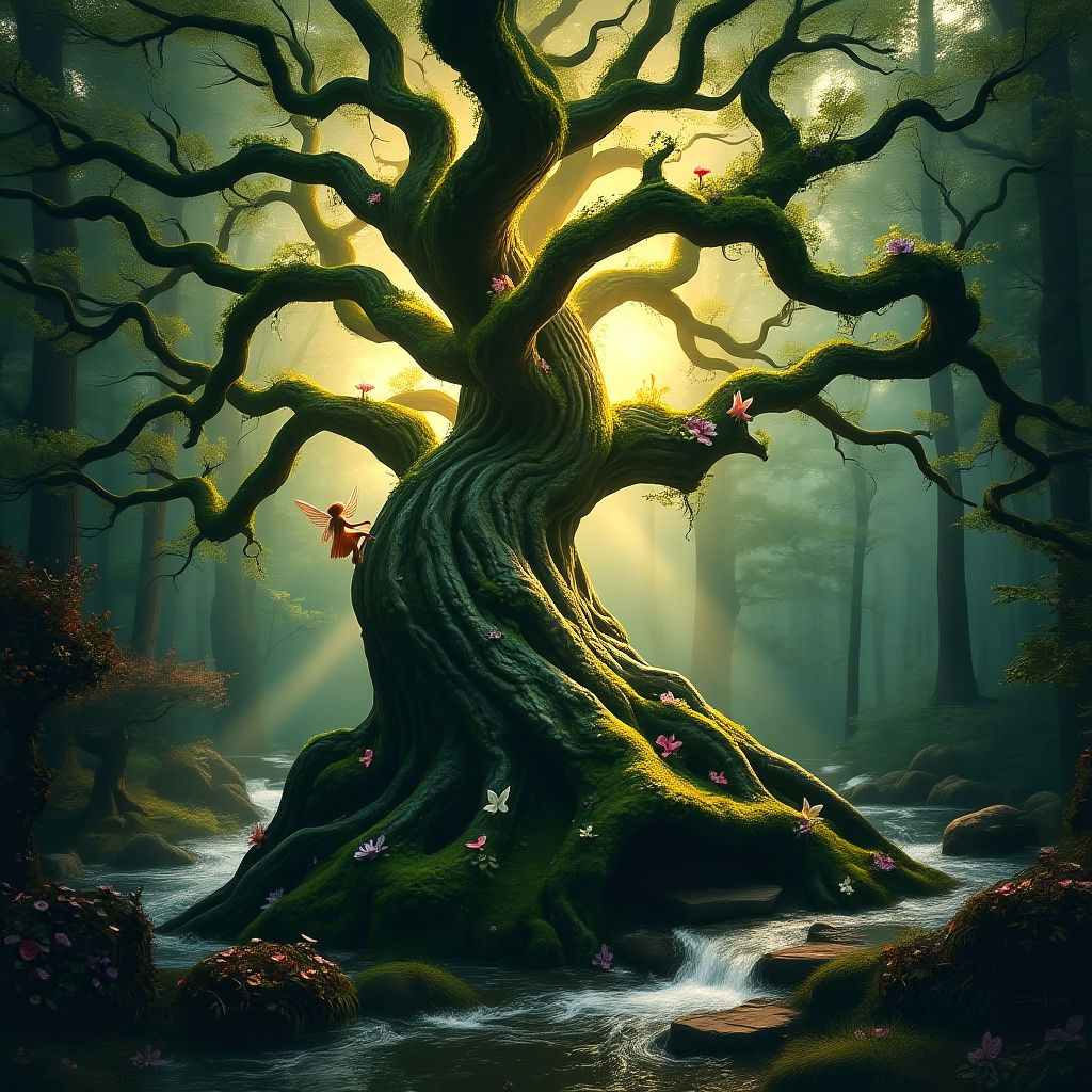 Ethereal Forest: Tree of Life with Fairies
