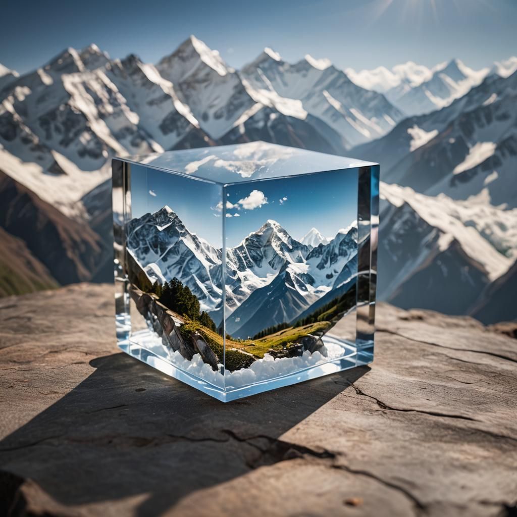Himalayan Mountains in Glass Cube: Photography