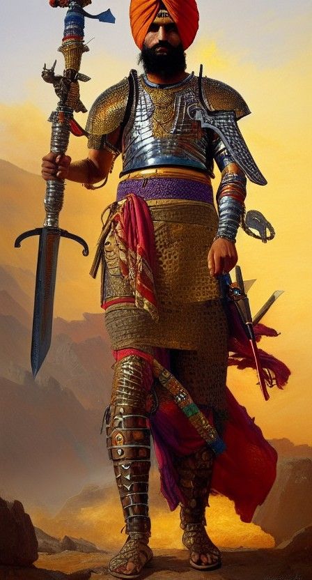 Hyperrealistic Warrior with Turban and Arab Sword