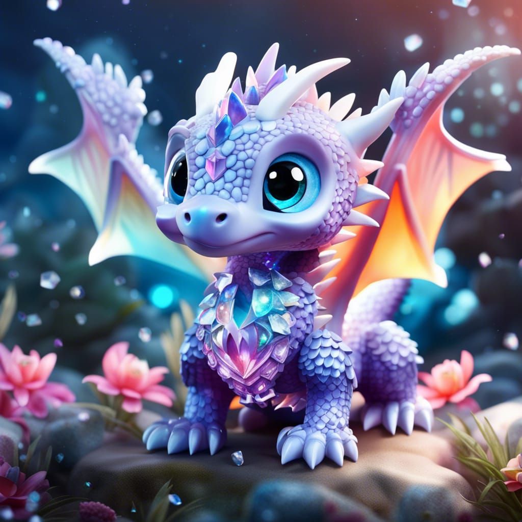 Crystalline Chibi Dragon in Crystal Wonderland