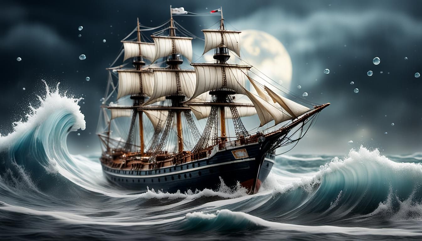 Tiny Ship in Glass Bottle: Miniature Art