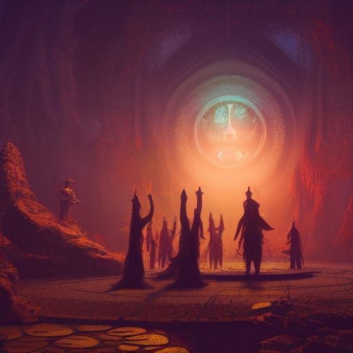 Fantastical Ritual Circle in Detailed Matte Painting