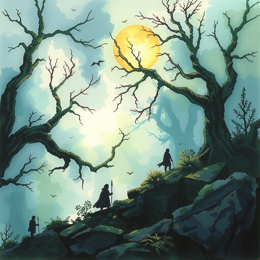 Moonlit Wanderers in an Eldritch Forest