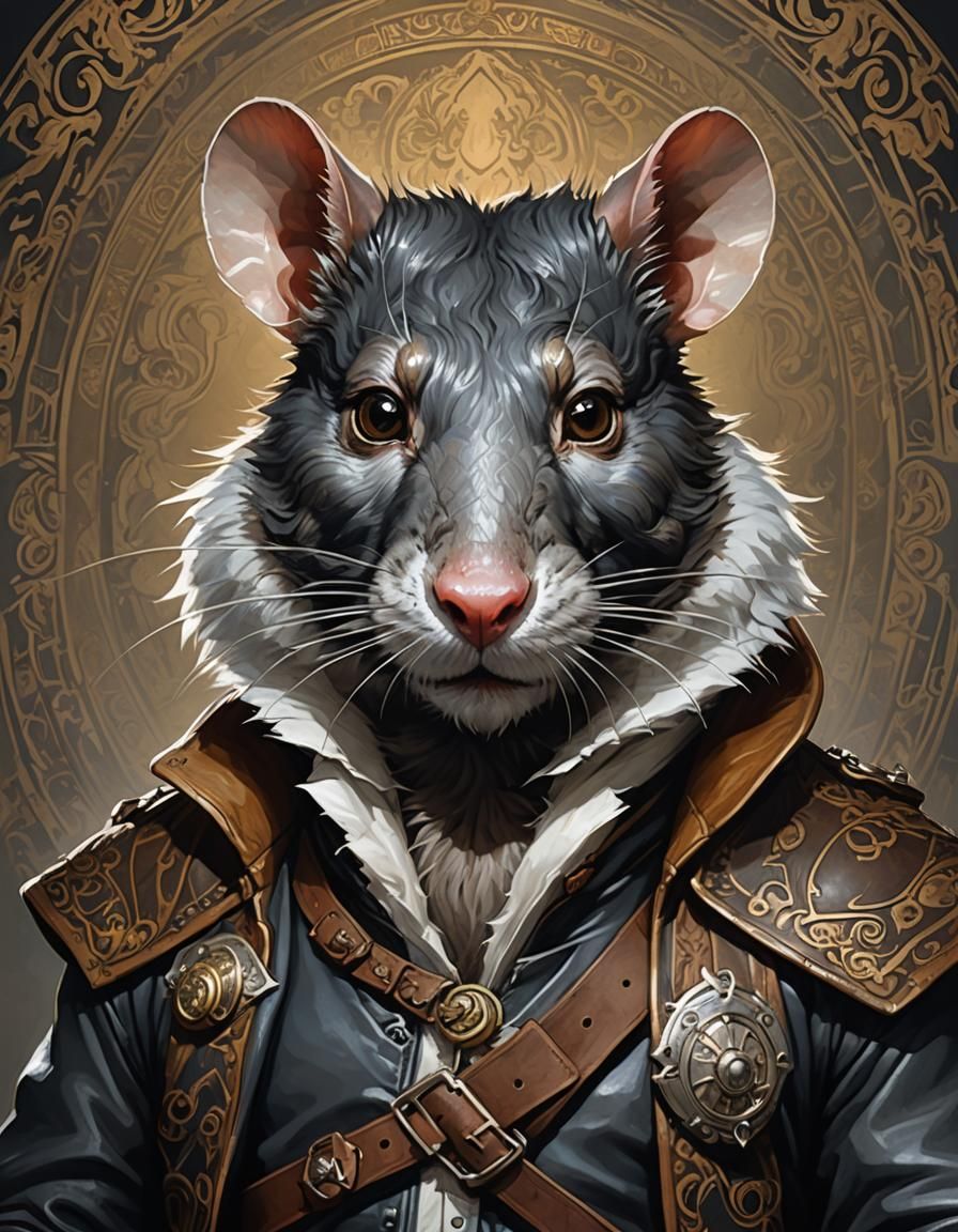 Anthropomorphic Rat Martial Artist Portrait with Dramatic Li...