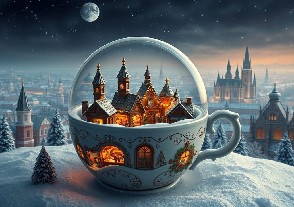 Christmas Market in a Cup: Matte Painting
