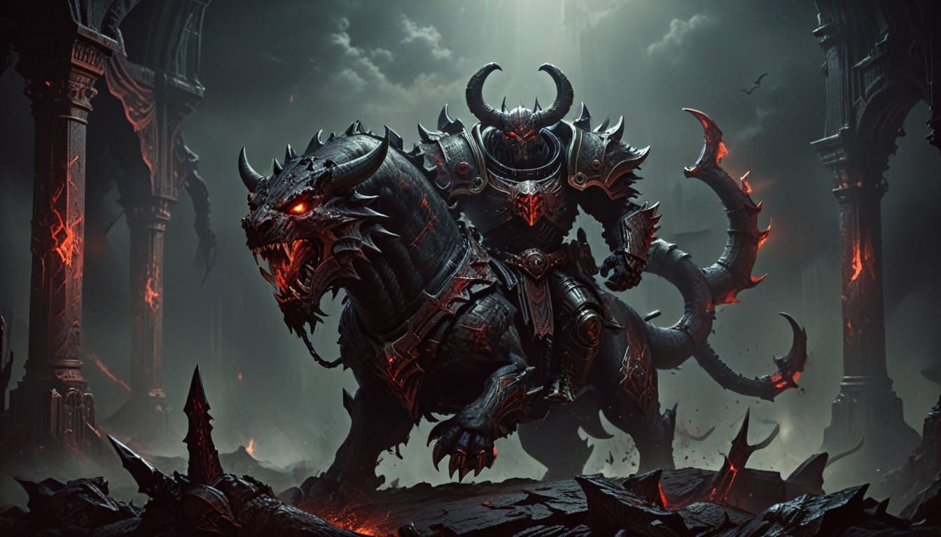 Demonic Astartes Rider in Dark Fantasy Style