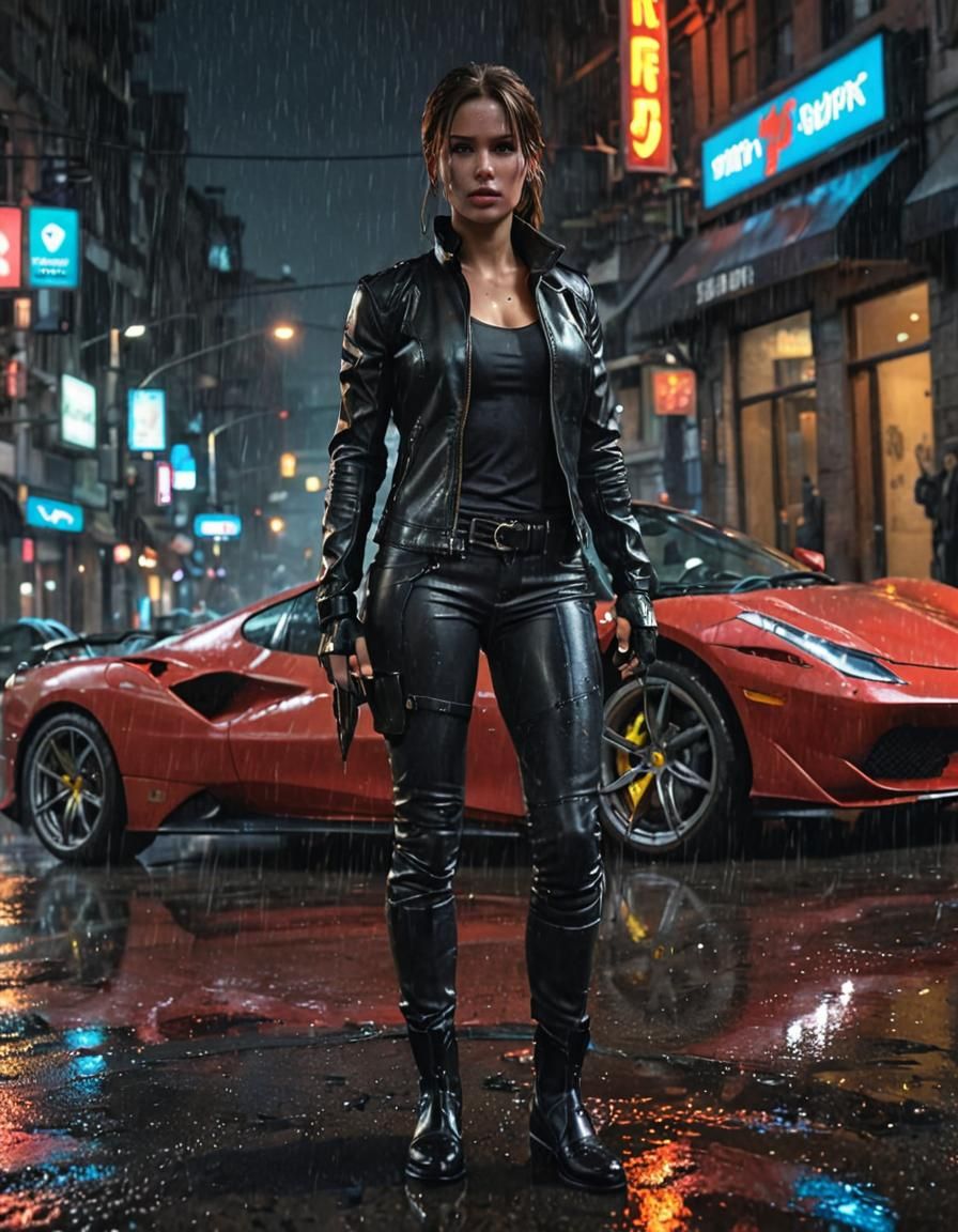 Lara Croft in Gotham City: 3D Anime Art