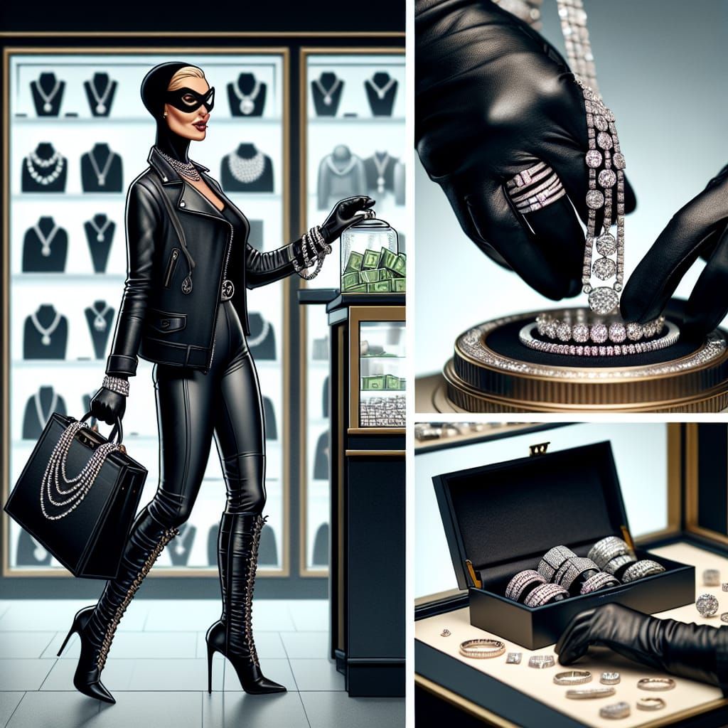 Leather-clad Jewel Thief Pilfers Diamond Necklaces