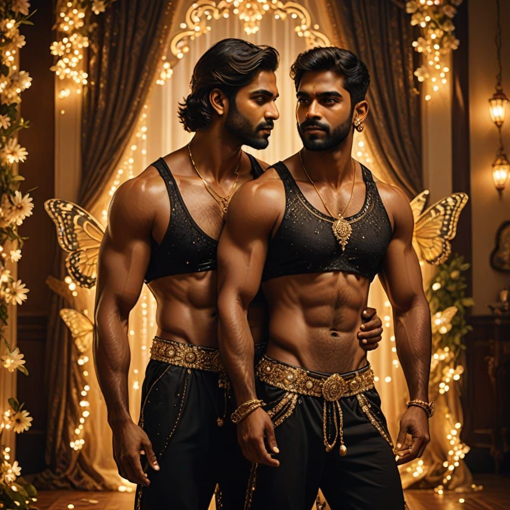 Two Muscular Indian Men in Hyper-Realistic Digital Art