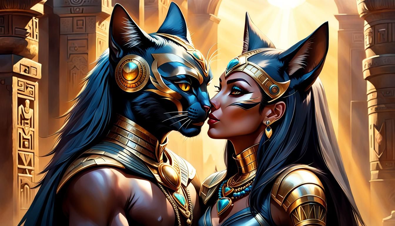 Cat-Man and Cat-Woman in Love: Digital Painting