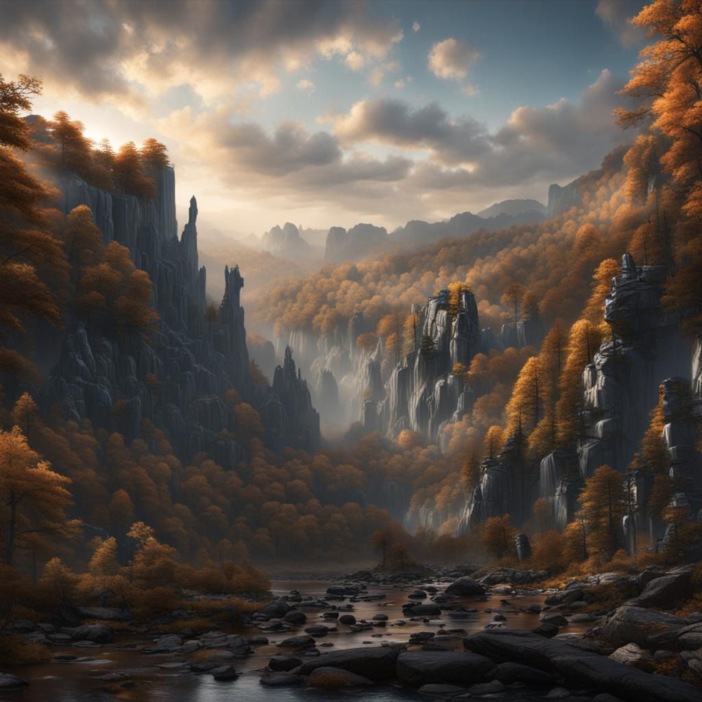 Fantastical West Virginia Mountains in Detailed Matte Painti...