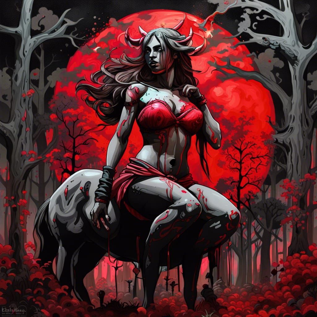 Gothic Centaur in Graffiti Art Style