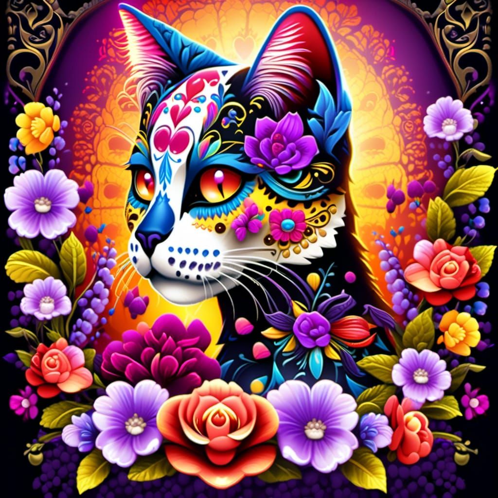 Sugar Skull Cat