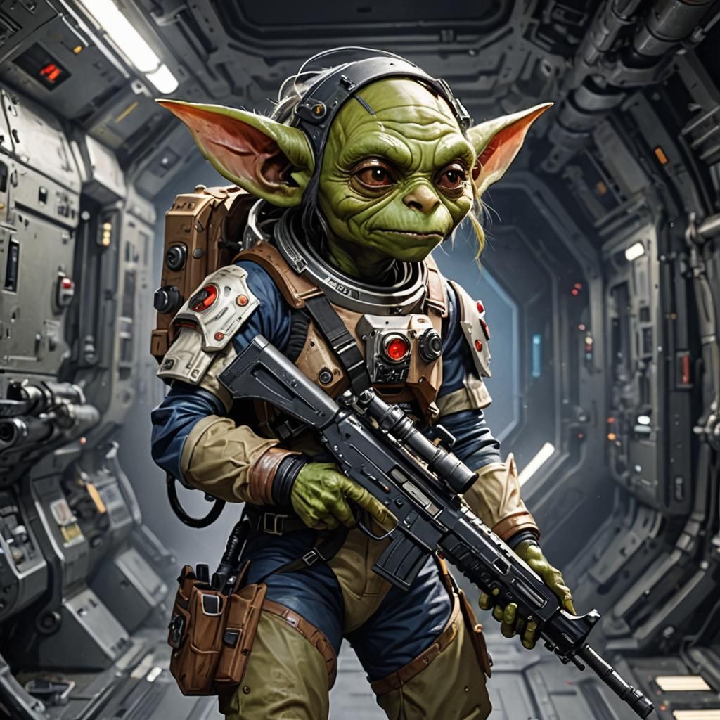 Goblin in Spacesuit with Blaster Rifle