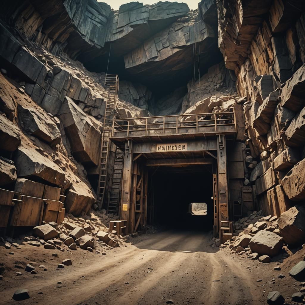 Dramatic Mineshaft Entrance in Cinematic Style